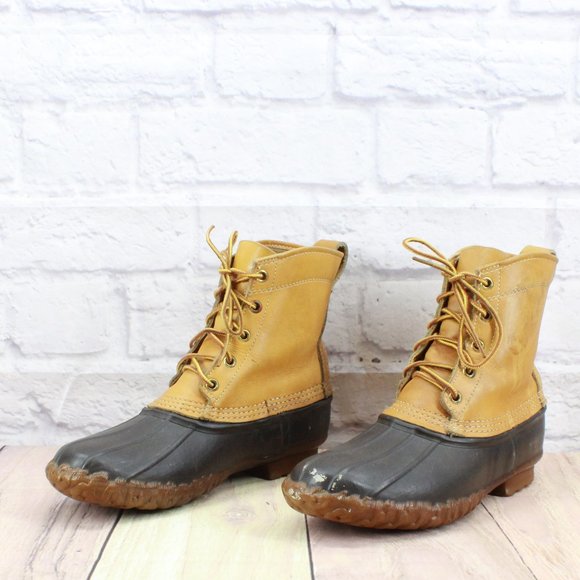 Vintage! LL Bean Brown Leather Unlined Maine Hunting Duck Boots Size 8 M - Picture 2 of 11